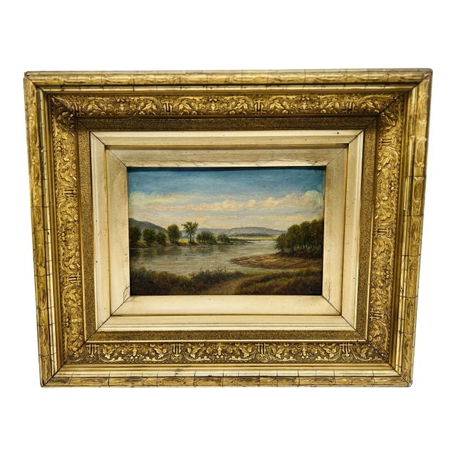 19th Century, American School Oil on Board Landscape - New Hampshire School For Sale