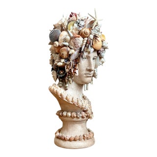 Vintage Shell Encrusted Bust Sculpture For Sale