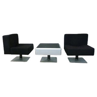 System 350 Lounge Chairs & Side Table by Herbert Hirche for Mauser, 1974, Set of 3 For Sale