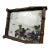 Vintage Rosewood Bamboo-Form Frame & Porcelain Landscape Tea Tray For Sale