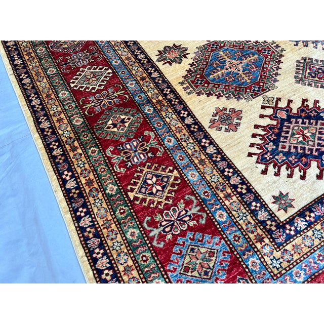 Textile Hand-Knotted Afghan Kazak Wool Area Rug - 8'10" X 11'10" For Sale - Image 7 of 15