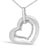 Contemporary Sterling Silver Diamond Accent Matte Finish Heart Pendant Necklace For Sale - Image 3 of 4