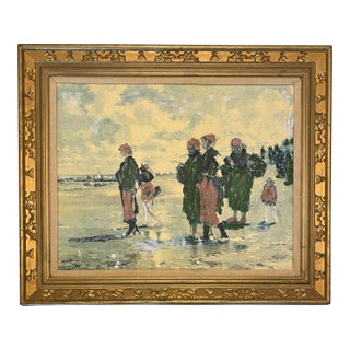 Impressionist Revival Beach Scene Painting, in the Manner Pierre-Auguste Renoir For Sale