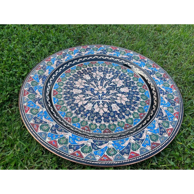 Hand Carved Clove Design Copper Tray For Sale - Image 5 of 8