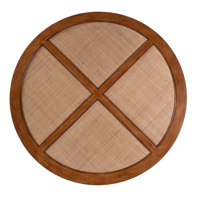 Brown Bali Breeze 42 in. Round Wood and Mesh Woven Coffee Table, Heritage For Sale - Image 8 of 10