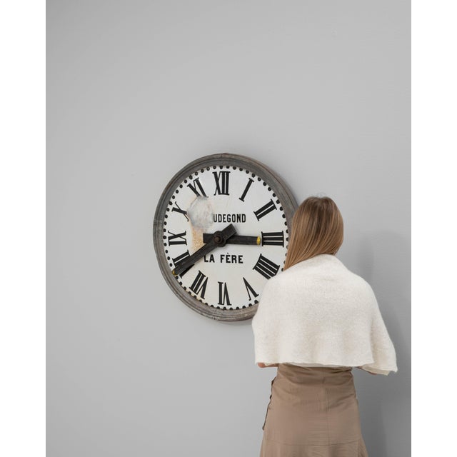 Brown 19th Century French Metal & Wooden Wall Clock For Sale - Image 8 of 11