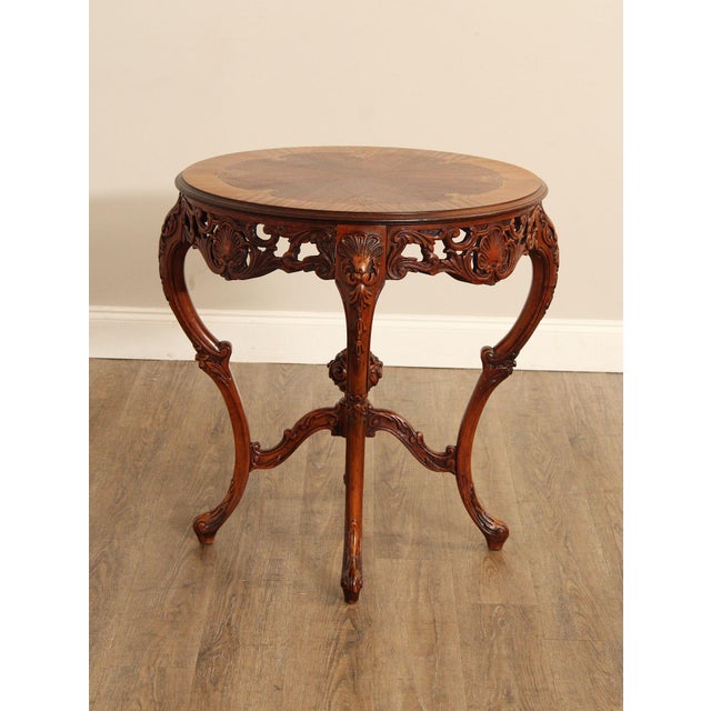 French Court Galleries Rococo Style Round Inlaid Side Table For Sale - Image 12 of 15