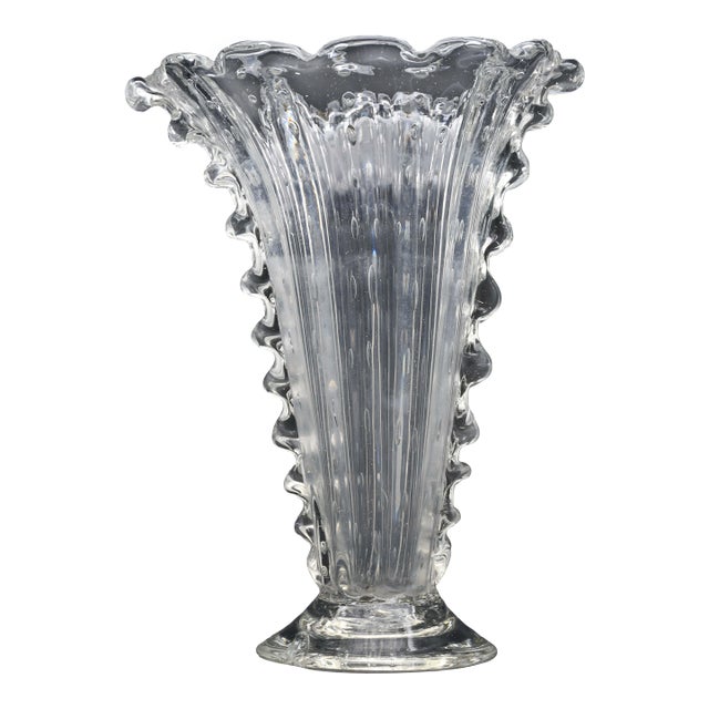 Art Decò Murano Bullicante Vase by Barovier & Toso, 1950s For Sale