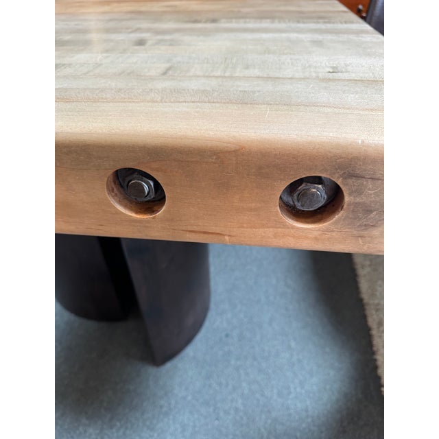 Wood Industrial Butcher Block Table For Sale - Image 7 of 12