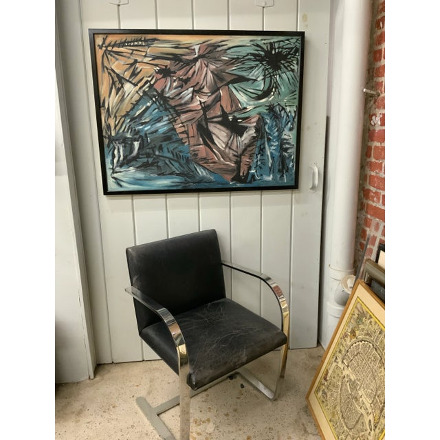 Textile Large Abstract Oil on Canvas by Meyer Kupferman For Sale - Image 7 of 8