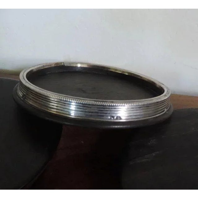 19th Century Dutch Neoclassical Silver & Ebony Hardwood Wine Coasters - Set of 4 For Sale - Image 4 of 11