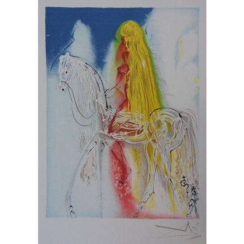 Modern Salvador Dali, Horses, Lady Godiva, Lithograph For Sale - Image 3 of 5