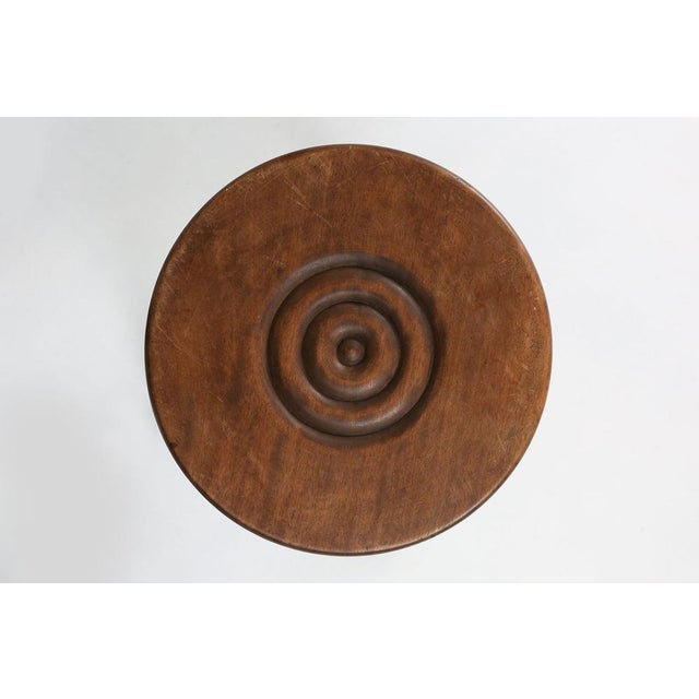 Vintage Brutalist Low Oak Stool, Belgium, 1960s For Sale - Image 6 of 9