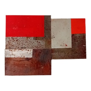 Contemporary Abstract Aerosol, Tempera, Rust on Metal "N 192" by Andre Debono For Sale