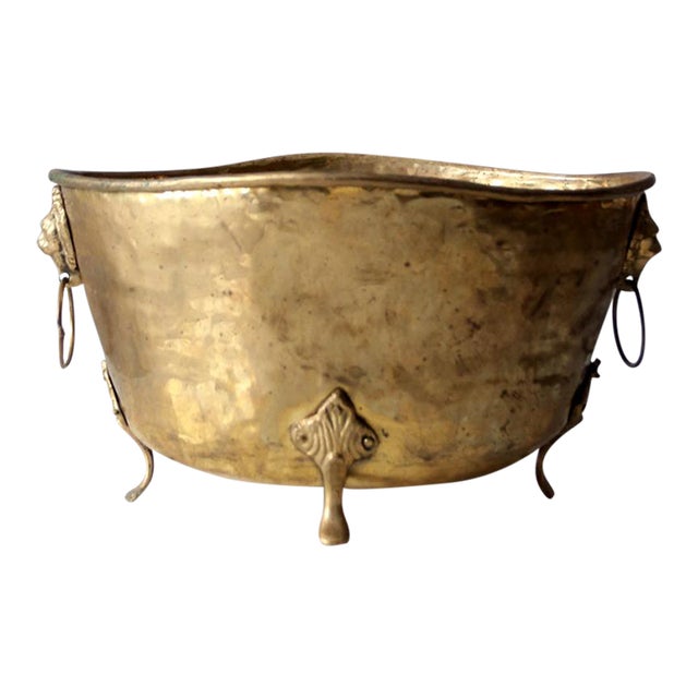 Antique Hammered Brass Firewood Bucket Chairish