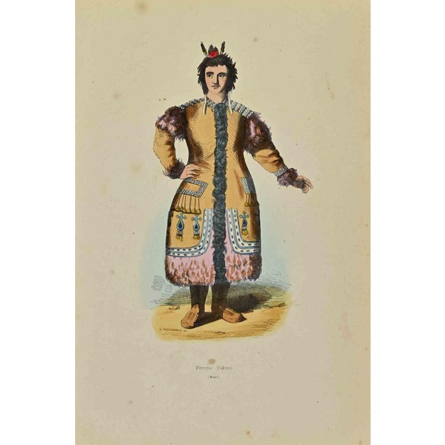 Yakut Woman is a lithograph made by Auguste Wahlen in 1844. Hand colored. Good condition. At the center of the artwork is...
