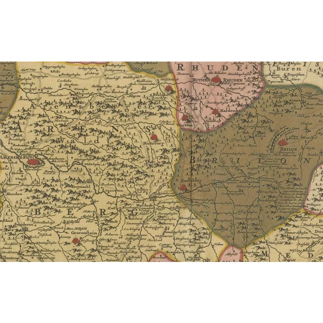 Paper Hand-Colored Map of Westphalia Copper by Ottens, 1720 For Sale - Image 7 of 11