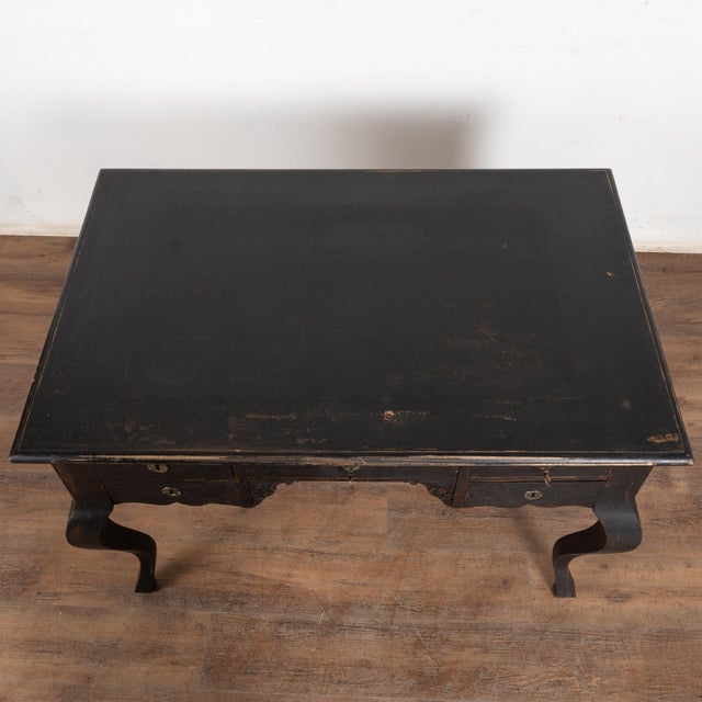 Black Mid 19th Century Swedish Black Painted Writing Desk For Sale - Image 8 of 13
