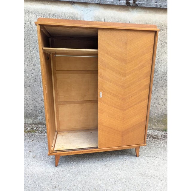 Wood Vintage Wardrobe with Sliding Doors, France, 1950 For Sale - Image 7 of 11