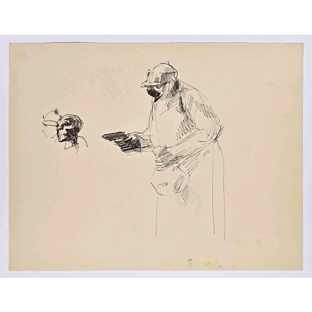 Hermann Paul, Figures, Original Drawing, Early 20th-Century For Sale - Image 3 of 3