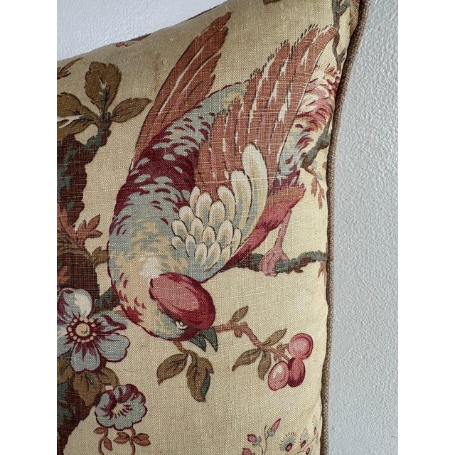 Chinoiserie Floral Printed Linen Pillow, Chinoiserie Style, England, New Design For Sale - Image 3 of 8