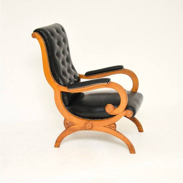 Hollywood Regency Antique Regency Leather Slipper Armchair, 1830s For Sale - Image 3 of 10