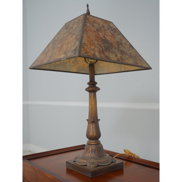 Age: Approx: 20 Years Old Details: Ellis Island Scene On Mica Shade Condition: Excellent Original Finish & Condition Size:...