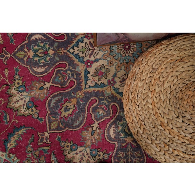 Persian 1970s Vintage Persian Handmade Wool 10x13 Red Area Rug For Sale - Image 3 of 11