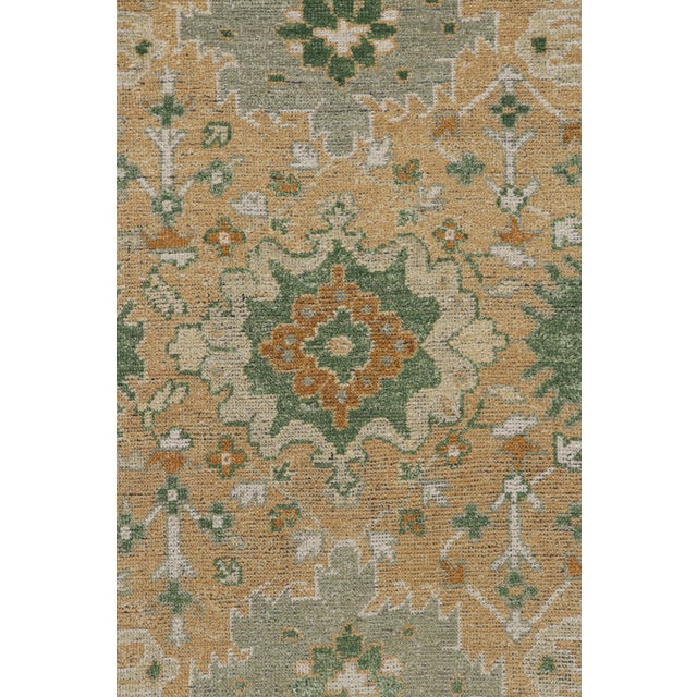 Rug & Kilim’s Oushak Style Runner Rug in Beige-Brown and Green Floral Patterns For Sale In New York - Image 6 of 7
