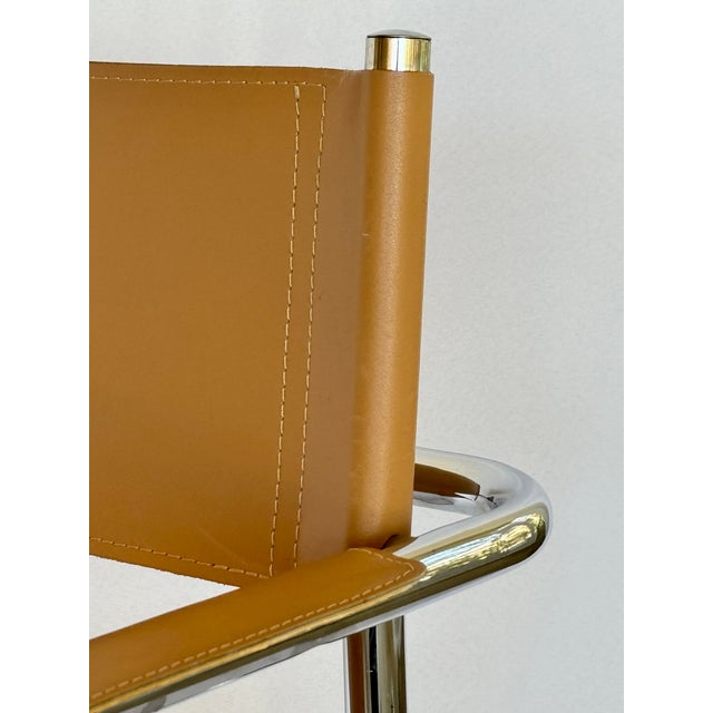 Chrome Mid Century Mart Stam Style Leather and Chrome Armchairs - A Pair For Sale - Image 8 of 17