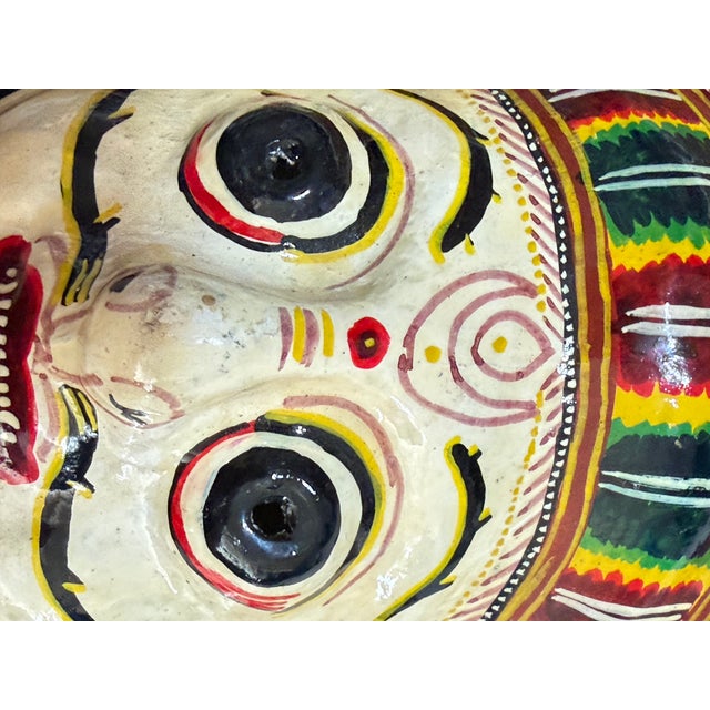 Late 20th Century Vintage Nepalese Newar Hand-Painted Papier-Mâché Mask, Kathmandu Valley Style For Sale - Image 5 of 10