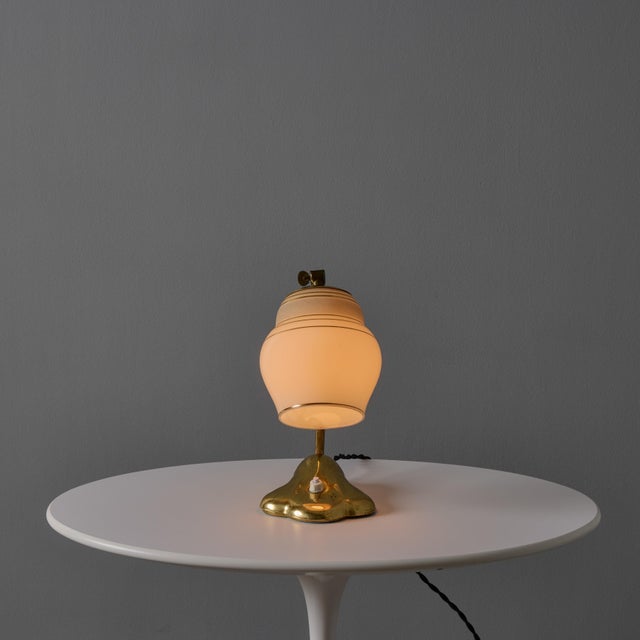 1950s 1950s Sculptural Glass and Brass Table Lamp in the Manner of Paavo Tynell for Valinte Oy For Sale - Image 5 of 18