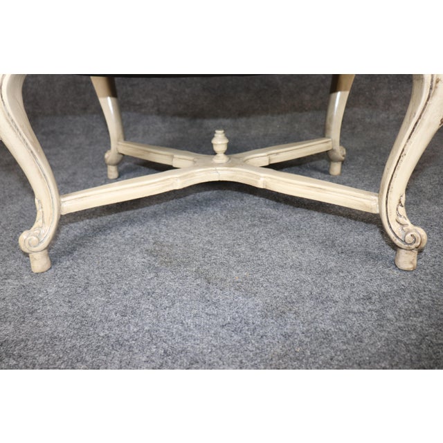 1950's Pair Louis XV Style Painted Decorated Benches For Sale - Image 9 of 11