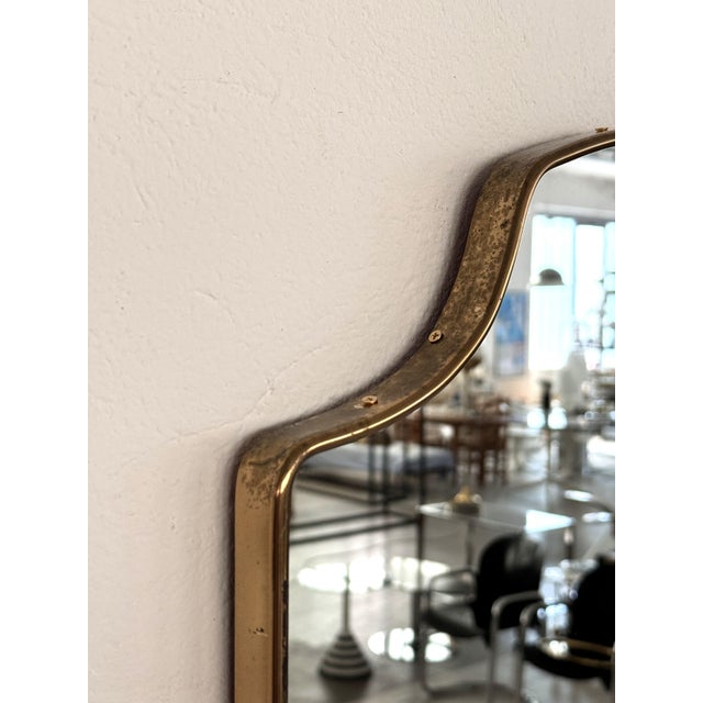 Large Mid-Century Italian Wall Mirror with Brass Frame, 1970s For Sale - Image 9 of 17