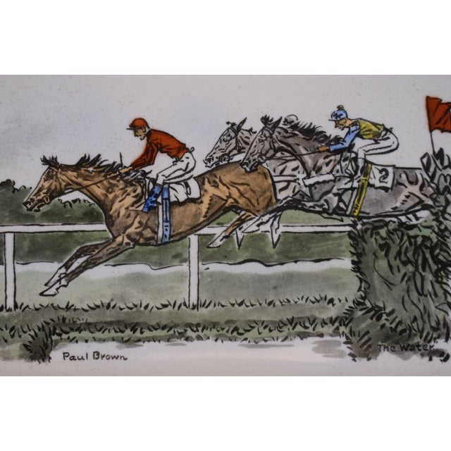 Paul Brown the Water Jump Steeplechase Ceramic Hand Colored C1962 Tray For Sale In New York - Image 6 of 6
