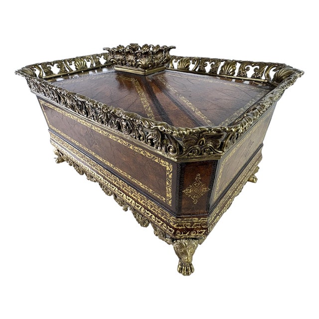 Handsome Tooled Leather Chest by Maitland Smith For Sale