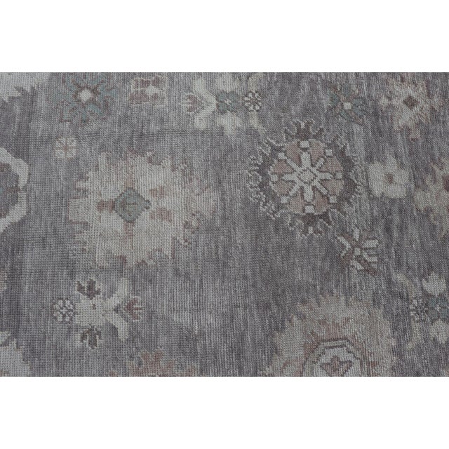 Large Turkish Oushak Rug in Soft Gray, Ivory, and Taupe With Floral Motifs For Sale - Image 11 of 16