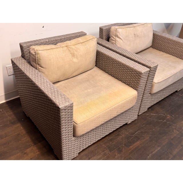 Gray Crate & Barrel Outdoor Lounge Arm Chairs, Pair For Sale - Image 8 of 12