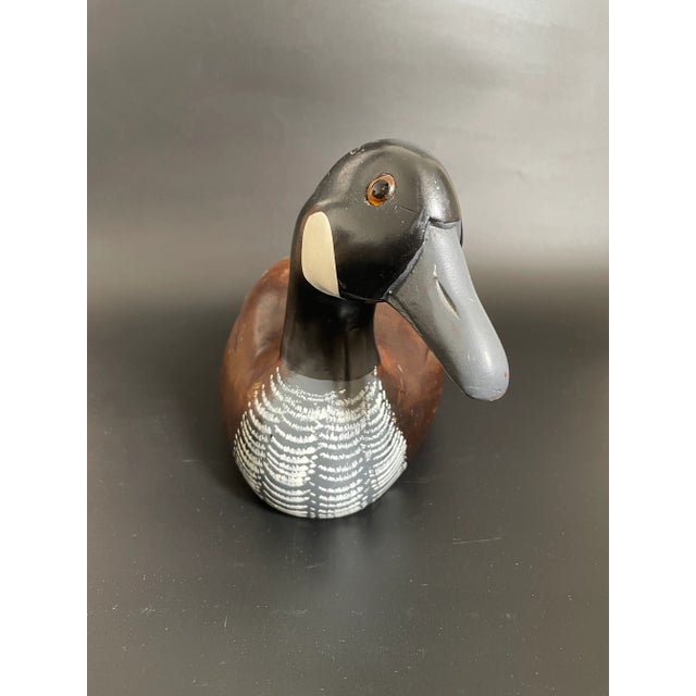 American Vintage Hand Carved Canada Goose Wood Decoy For Sale - Image 3 of 12