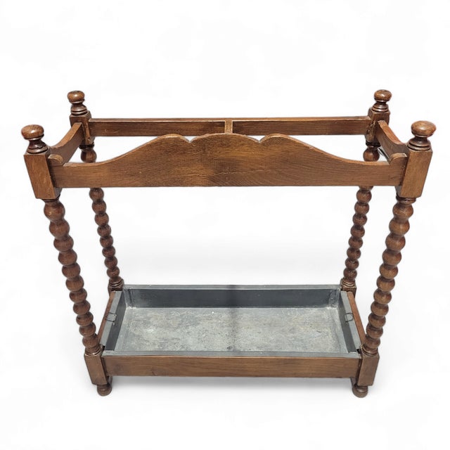 Late 19th Century Rare Late 19th-Century English Oak Umbrella Stand With Removable Zinc Tray – Hand-Carved Victorian Décor For Sale - Image 5 of 8