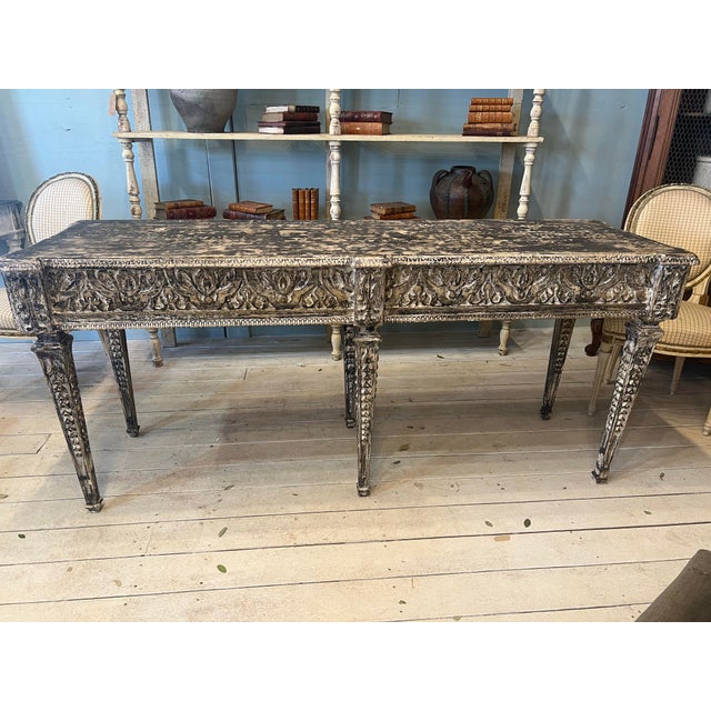 Italian Carved Six Leg Console Table Direct From Tuscany For Sale - Image 4 of 12