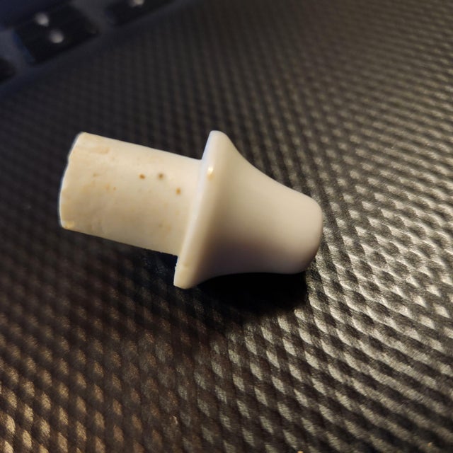 Wood Late 19th Century Victorian Milk Glass Barber Bottle Labeled for Lilac Water With Corked Ceramic Spout For Sale - Image 7 of 13