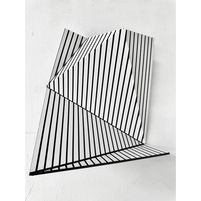 Contemporary Abstract Composite Folded and Etched Plastic "Wallreliefs Black and White 1" by Cristina Ghetti For Sale - Image 4 of 5
