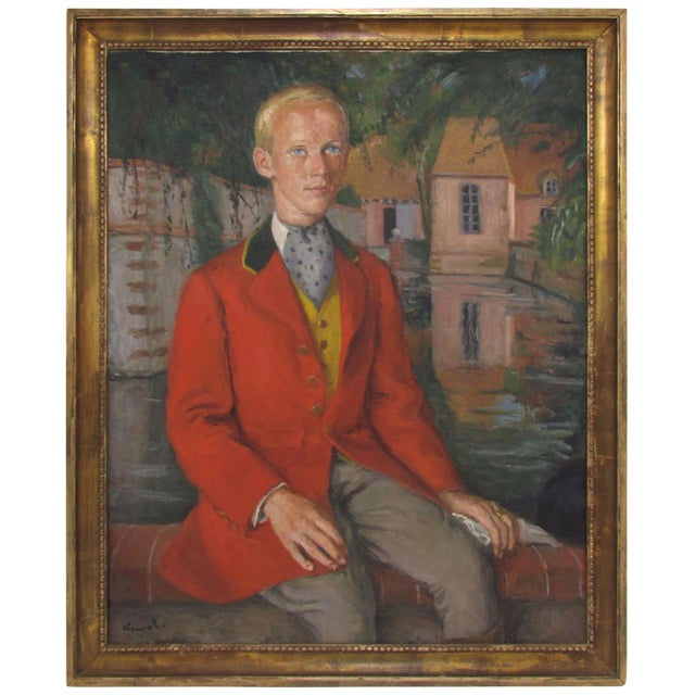 Self-Portrait as a Gentleman by French Artist Pierre Deval Circa 1920s For Sale