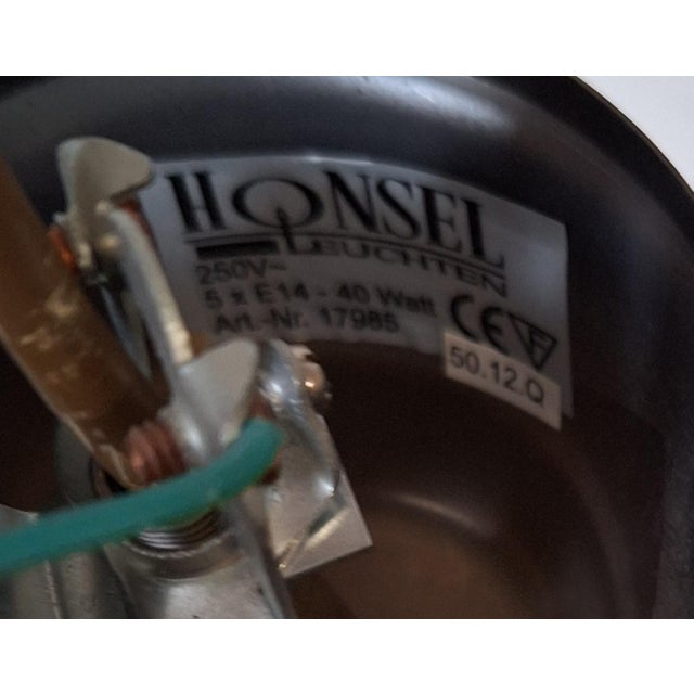 Metal Vintage Pendant Lamp with White Marbled Glass Shades from Honsel, 2000s For Sale - Image 7 of 8