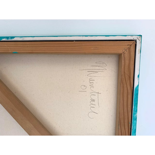 Aqua "Lemon and Lime" Contemporary Original Abstract Painting by Nina Weintraub For Sale - Image 8 of 9