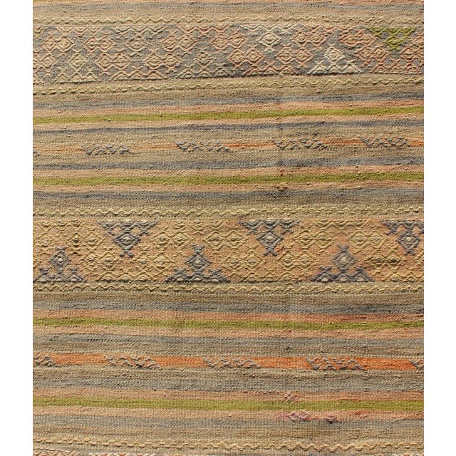 Vintage Turkish Kilim Rug With Stripe Design in Soft Earth Tones 2'9 X 9'7 For Sale In Atlanta - Image 6 of 10