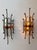 Pair of Hammered Glass Wrought Iron Sconces by Longobard, Italy, 1970s For Sale - Image 6 of 12