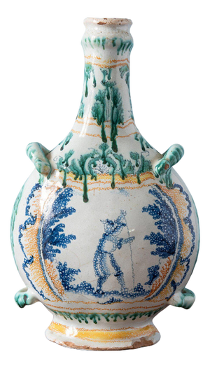 Blue & Green Bottle from Nevers Faience, 1750s