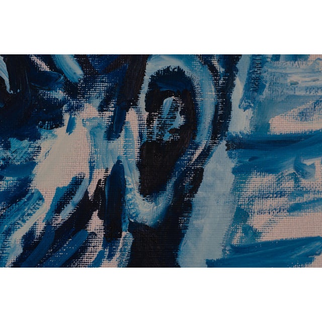 Mid-Century Modern Erik Heinertz, Blue Expressionist Portrait, 1960s, Oil on Canvas For Sale - Image 3 of 10